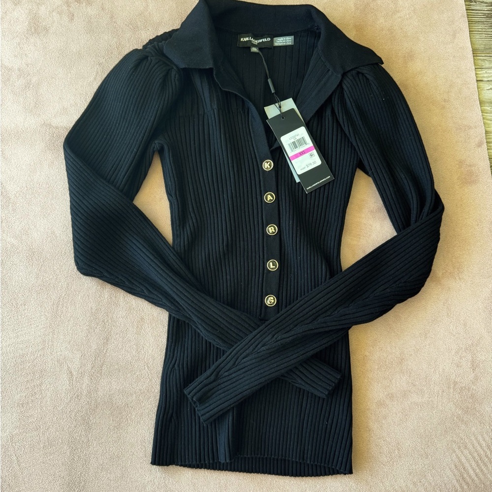Karl Lagerfeld long sleeve collared top